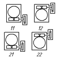 Варианты расположения червячной пары у мотор редукторов МЧ2-80
